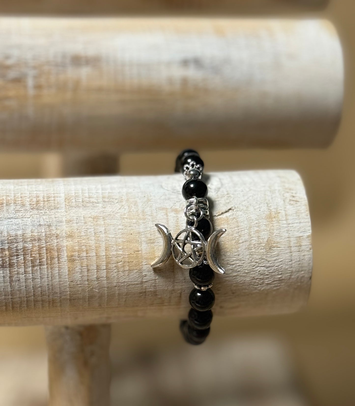 Obsidian Triple Moon Bracelet