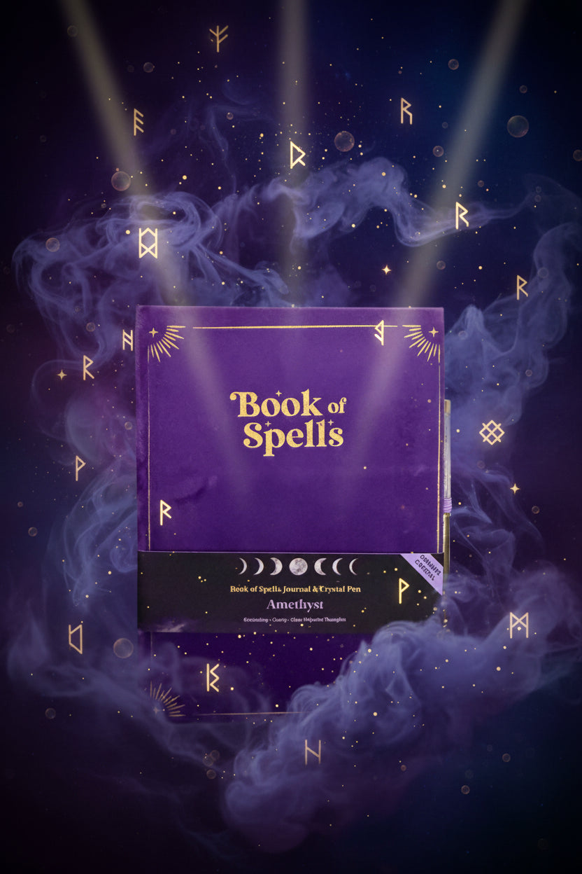 Book of Spells Journal with Amethyst Pen