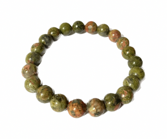 Unakite Bead Bracelet