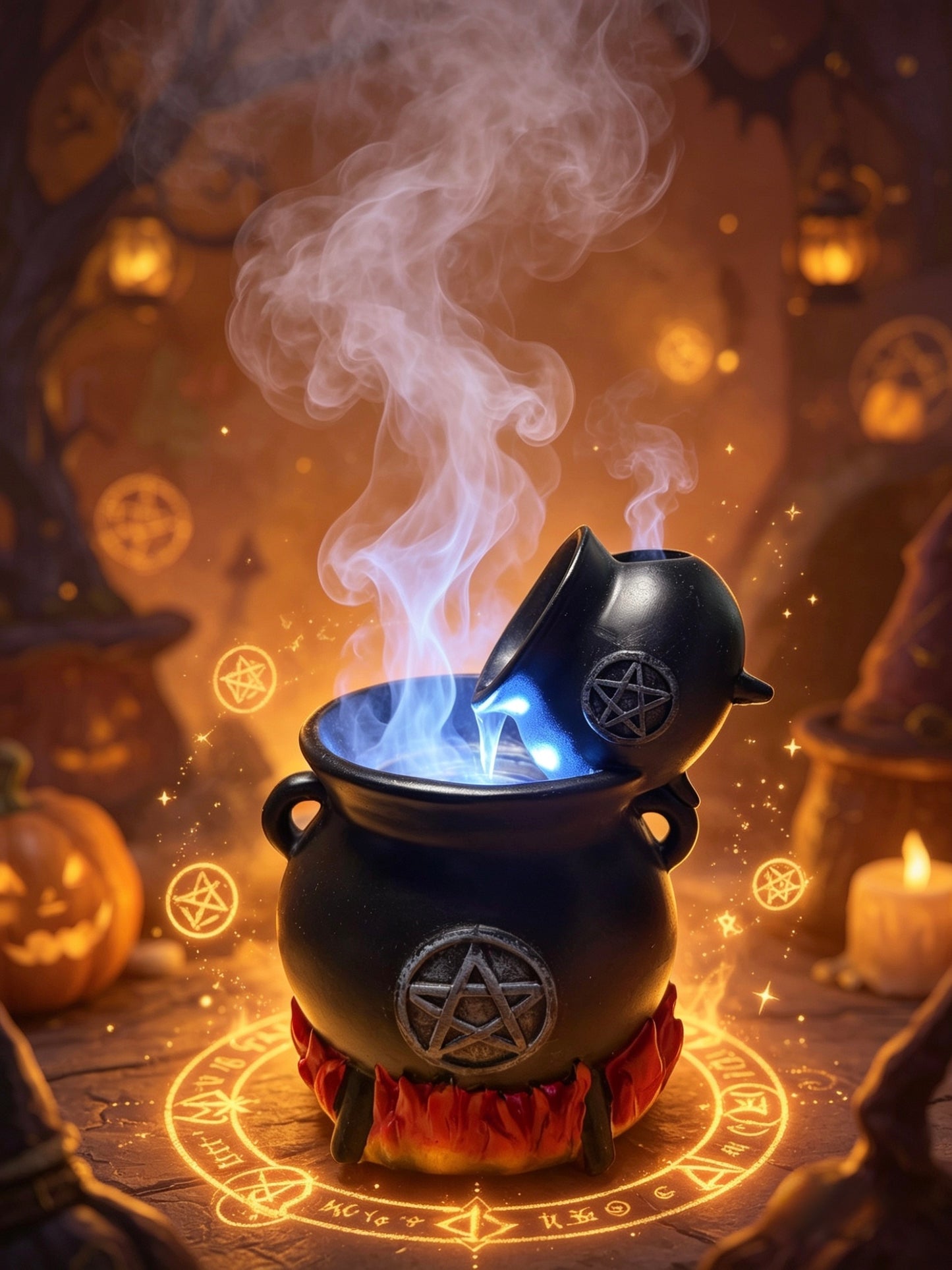 Light up cauldron backflow incense burner