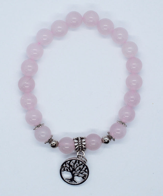 Rose Quartz Bracelet with Tree Of Life