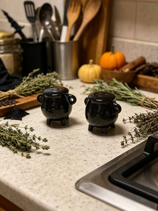 Cauldron salt and pepper pots