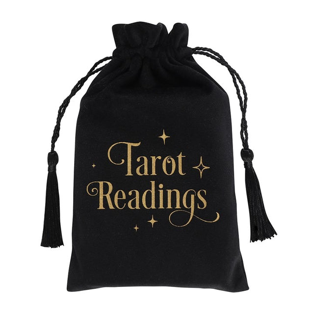 Black "Tarot Reading" Drawstring Tarot Card Bag