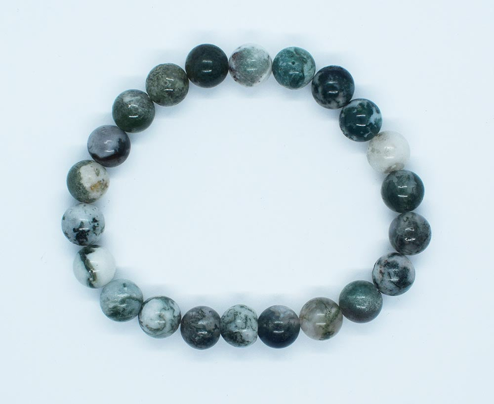 Tree Agate Bead Bracelet