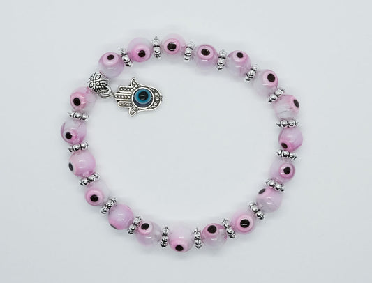 Evil Eye Bracelet - Pink with Charm