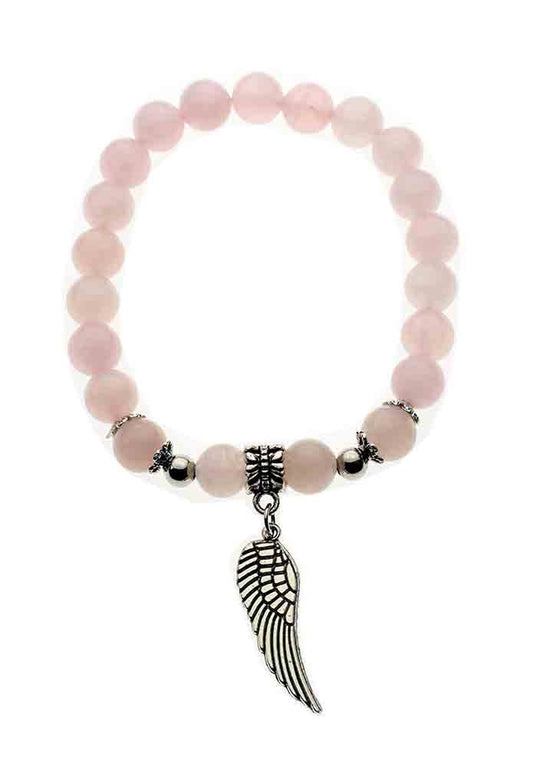 Rose Quartz With an Angel Wing Bracelet