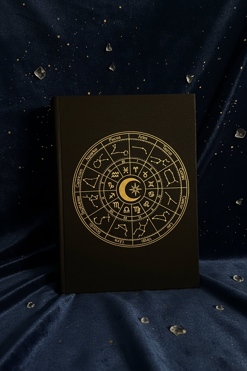 Astrology Wheel Journal with Black Obsidian Pen