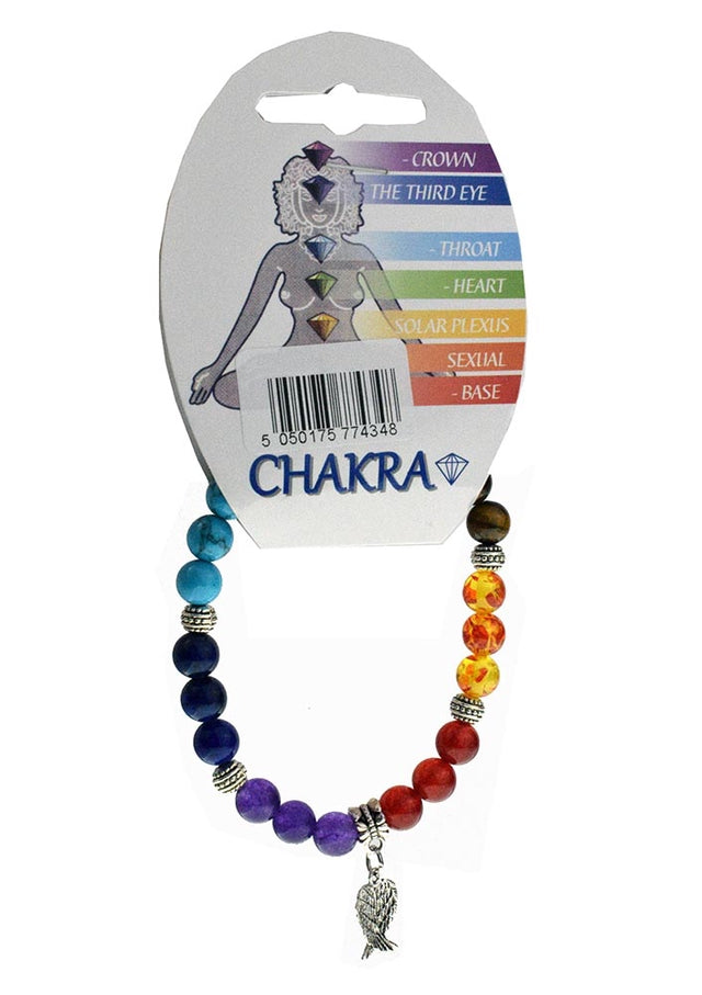 Chakra Bead Bracelet with Angel Wings