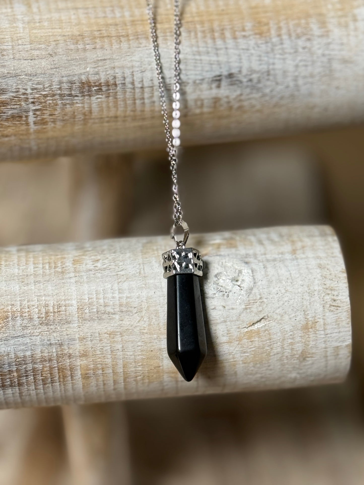 Obsidian Wand Necklace