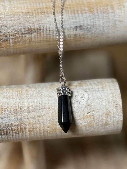 Obsidian Wand Necklace