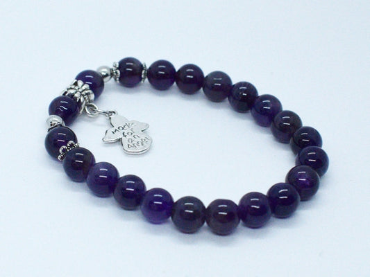 Amethyst Bead Bracelet with Angel