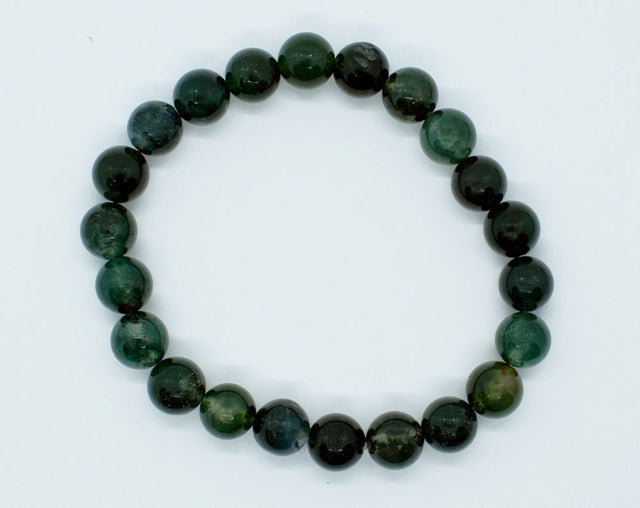 Moss Agate Bead Bracelet