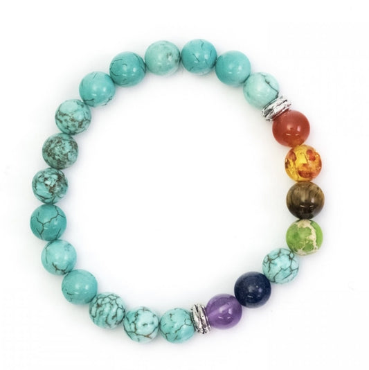 Blue Turquoise Chakra Bead Bracelet