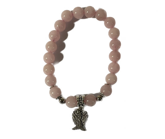 Rose Quartz Bracelet with Angel wings